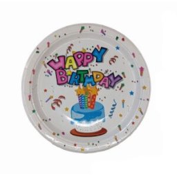 Set farfurii Happy Birthday din carton, 18 cm, 8 buc