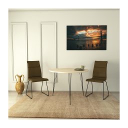 Masă de sufragerie SANDALF 75x90 cm bej/neagră