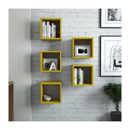 SET 5x etajeră de perete BOX galbenă