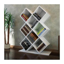 Bibliotecă KUMSAL 129x90 cm albă