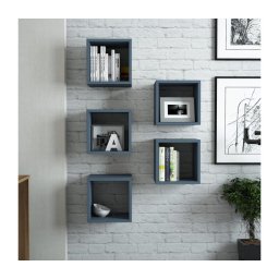 SET 5x etajeră de perete BOX albastru