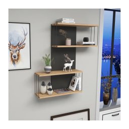 Raft de perete DESTAN 65x96x19 cm antracit/maro