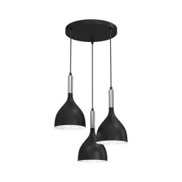 Lustră pe cablu NOAK 3xE27/60W/230V neagră/crom lucios