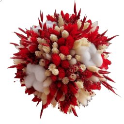 Buchet cununie/nunta, flori uscate alb si rosu - AMB208003