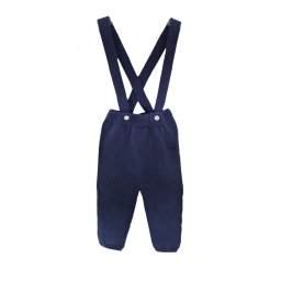 Pantaloni tricotati bleumarin cu bretele Babidu