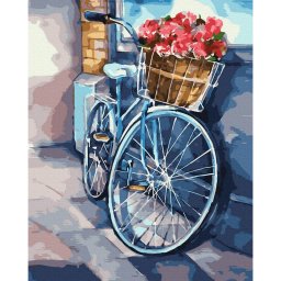 Set pictura pe numere, cu sasiu, Plimbare cu bicicleta, 40x50 cm