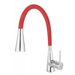 Zumba II - baterie stativa bucatarie cu pipa flexibila, rosu - BZA42R - Ferro