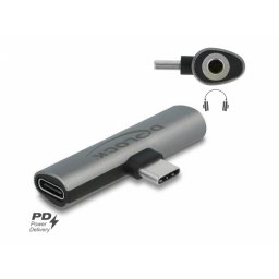 Adaptor audio USB type C la jack stereo 3.5mm + USB-C PD 60W T-M, Delock 64186