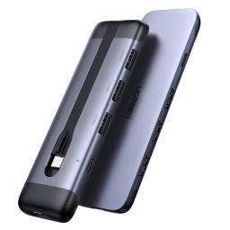 Ugreen 5in1 multifunctional HUB USB Typ C - HDMI / 3x USB 3.2 Gen 1 (5 Gbps) / USB Type C Power Delivery 100 W 20 V 5 A gray (70408 CM285)