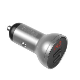 Digital Display Dual USB 4.8A Car Charger 24W Silver