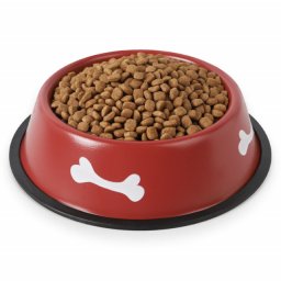 Castron metalic pentru mancare sau apa la caini, Pufo Puppy, antirerapant, rosu