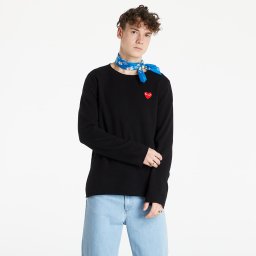 Pulover Comme des Garçons PLAY Red Heart Crewneck Jumper Black