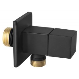 Robinet colțar 1/2”x3/8” cu cartuș ceramic și manetă metalică patrată - Z293-BL - Ferro