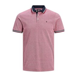 JACK & JONES Tricou 'Paulos' bleumarin / roz eozină / roșu / alb