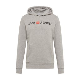JACK & JONES Bluză de molton gri amestecat / portocaliu / negru
