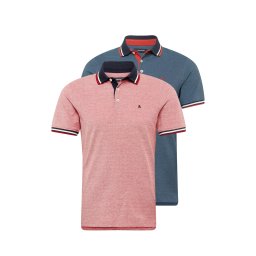 JACK & JONES Tricou 'JJEPaulos' albastru închis / roșu deschis / negru / alb