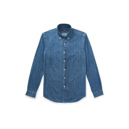 Polo Ralph Lauren Cămașă albastru denim / maro coniac / alb