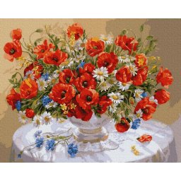 Set pictura pe numere, cu sasiu, Buchet de vara, 40x50 cm
