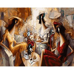 Set pictura pe numere, cu sasiu, Petrecerea fetelor, 40x50 cm