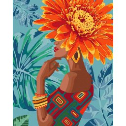 Set pictura pe numere, cu sasiu, Floare tropicala, 40x50 cm