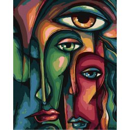 Set pictura pe numere, cu sasiu, Priviri, 40x50 cm