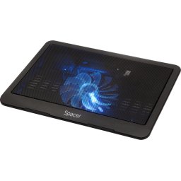 Cooler pentru laptop de 15.6", sita metal, fan 14cm cu led albastru, Negru