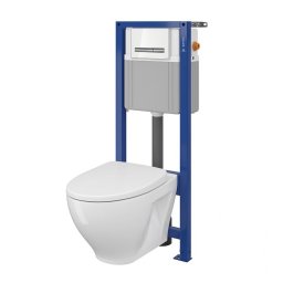 Set B57 Cersanit rezervor incastrat + buton Pilot Glass, alb + vas WC Moduo + Capac cadere lenta, model WRAP,