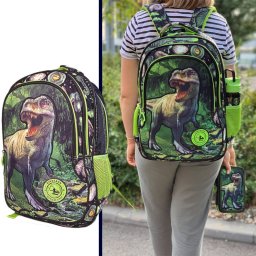 Ghiozdan 3 fermoare Dinozaur
