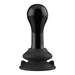 Chrystalino Globy Glass Vibrator with Suction Cup and Remote Rechargeable 10 Speed Black