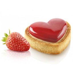 Set Tarte Inima 8 x 7 x H 2 cm, 6 Rame Microforate + Forma Silicon 8 cavitati 30 ml