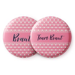 Spielehelden Insignele Pinke Punkte Petrecerea burlăcițelor 12 insigne 5,6 cm extra mare Cadou pentru petrecerea burlăcițelor (AMZBUTA010)