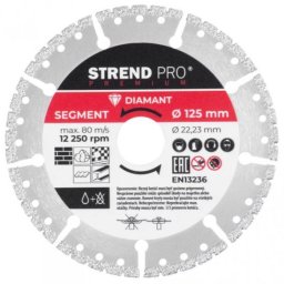 Disc diamantat segmentat, universal, vacuum brazed, taiere umeda si uscata, 125 mm, Strend Pro Premium