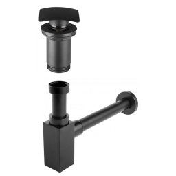 Ventil de scurgere negru D.1 1/4” si Sifon estetic din alama