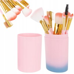 Set pensule profesionale de machiaj 12 buc, etui roz