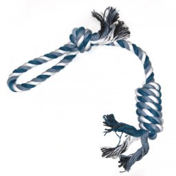 Jucarie pentru caini - Nod lung sfoara cu maner 37cm