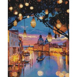 Set goblen cu diamante, cu sasiu, Luminile Venetiei, 40x50 cm
