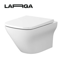 Set vas WC B332 suspendat Larga Square Clean On Cersanit + capac WC Larga Slim Wrap duroplast antibacterian, cadere lenta, demontare rapida Cersanit,