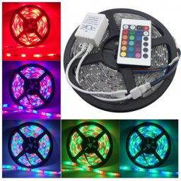 Banda LED 12V Rgb, 14.4W/m, IP20 cu 60Led/m, 5050 Cu Telecomanda si Jocuri de Lumini