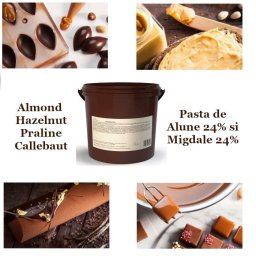 Pasta de Alune 24% si Migdale 24%, Almond Hazelnut Praline, Callebaut, 5 Kg