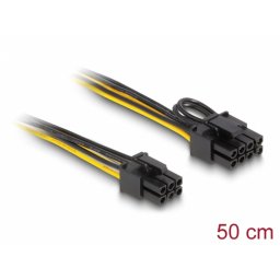 Cablu de alimentare PCI Express 6 pini la PCI Express 6+2 pini T-T 0.5m, Delock 83004