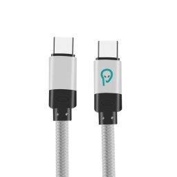 Cablu USB type C la USB type C T-T 1m Silver, Spacer SPDC-TYPEC-TYPEC-BRD-SL-1.0