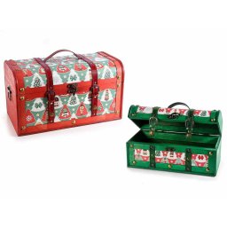 Set 2 cufere Craciun lemn cm 40.5x22.5x26 cm, 34x17x18.5 cm