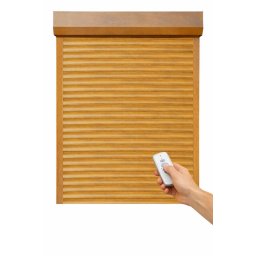 Rulou Exterior Aluminiu Stejar Auriu cu Acționare Electrică și Telecomandă