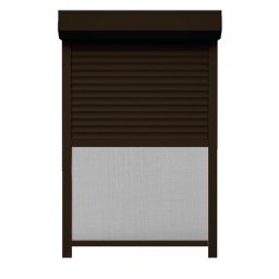 Rulou Exterior Aluminiu Maro Închis cu Plasă Insecte – Acționare Manuală