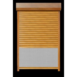 Rulou Exterior Aluminiu Stejar Auriu cu Plasă Insecte – Acționare Manuală