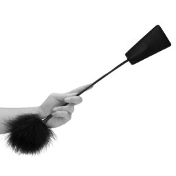 Ouch! Crop with Feather Tickler Black