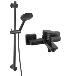 SET2IN1 VITTO BLACK VERDELINE - Baterie perete cada-dus cu Phila Black - set de dus culisant