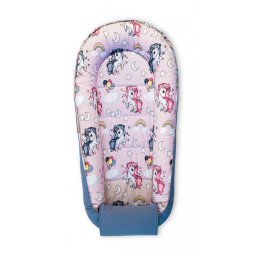 Baby Nest din Bumbac, model gri unicorn