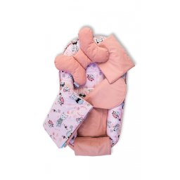 Set 5 piese Baby Nest din Bumbac, model pisici roz