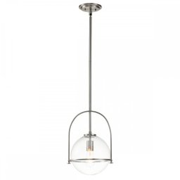 Pendul Somerset QN-SOMERSET-P-C-BN, 1xE27, H:min 50,3 cm - max 129,4 cm, D:28,9 cm, metal nichel, sticlă transparentă